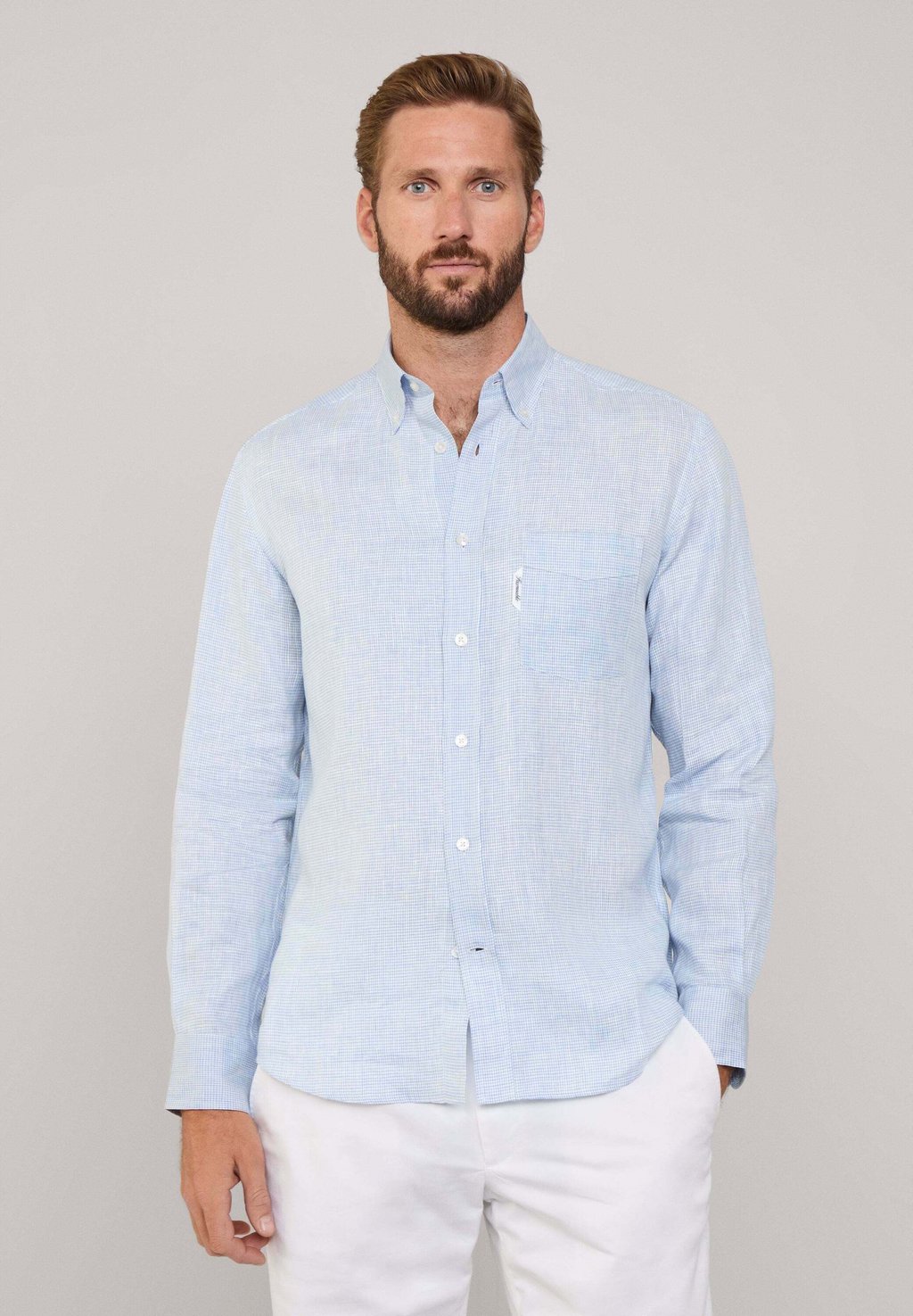 

Рубашка REGULAR FIT GINGHAM LINEN Façonnable, светло-голубой