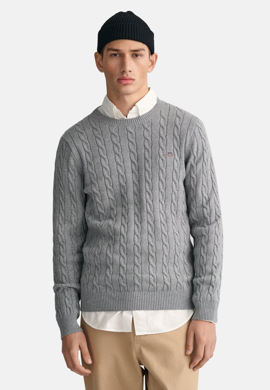 

Свитер CABLE C NECK GANT, серый меланж