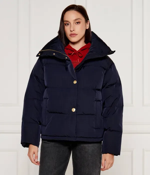 Пуховая куртка с золотыми пуговицами oversize fit Tommy Hilfiger, темно-синий