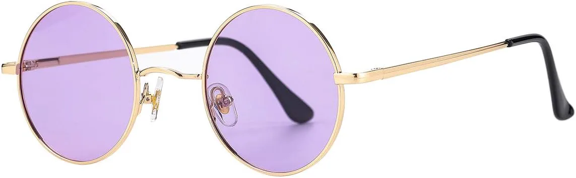 

Поляризованные круглые солнцезащитные очки Gleyemor для мужчин и женщин в стиле хиппи, маленькие круглые очки с красными и желтыми линзами, Gold/Clear Purple