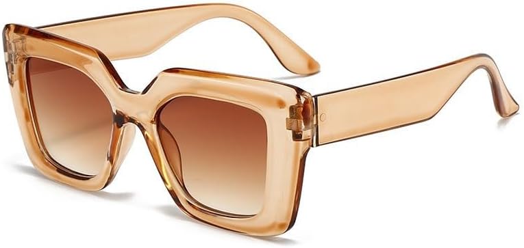 

Большие квадратные солнцезащитные очки в простой модной оправе для женщин, популярные в интернете, на уличных фотосессиях, в европейском и американском стиле (прозрачная оправа цвета чая) YHNNH, Transparent Tea Framel