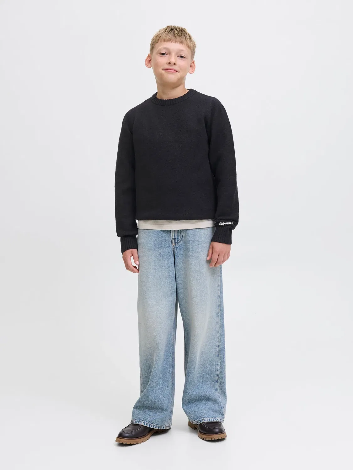 Свитер вязаный JACK & JONES Junior, черный — фото 4