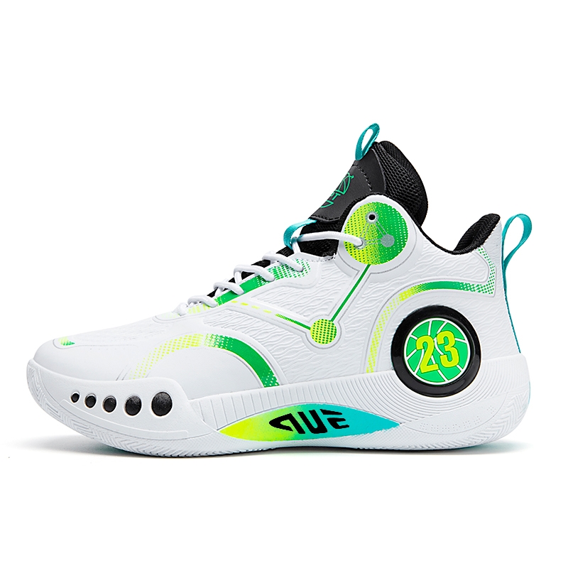 

Prince McQueen Антискользящие износостойкие баскетбольные кроссовки Mid-Top Unisex с кожаным верхом бело-зеленые, цвет Leather Upper White Green