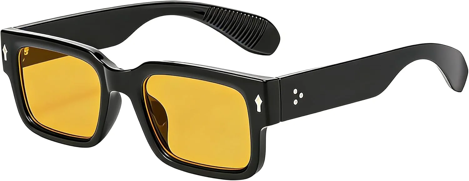 

Солнцезащитные очки Kursan Square Thick Frame Black для мужчин и женщин, модные прямоугольные солнцезащитные очки с защитой от УФ-излучения UV400, 11 Black/Orange