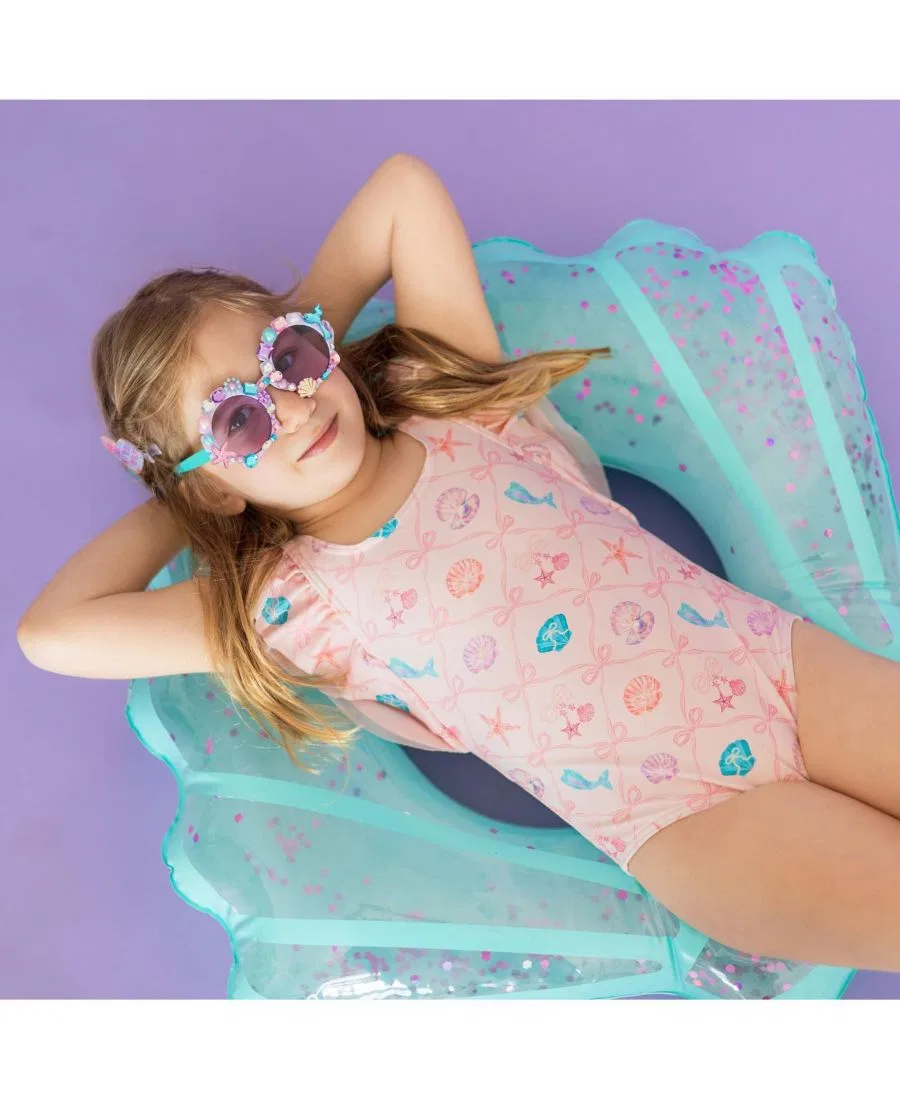 Купальник для маленьких девочек в виде русалки с решетчатым узором Sweet Wink, розовый — фото 4