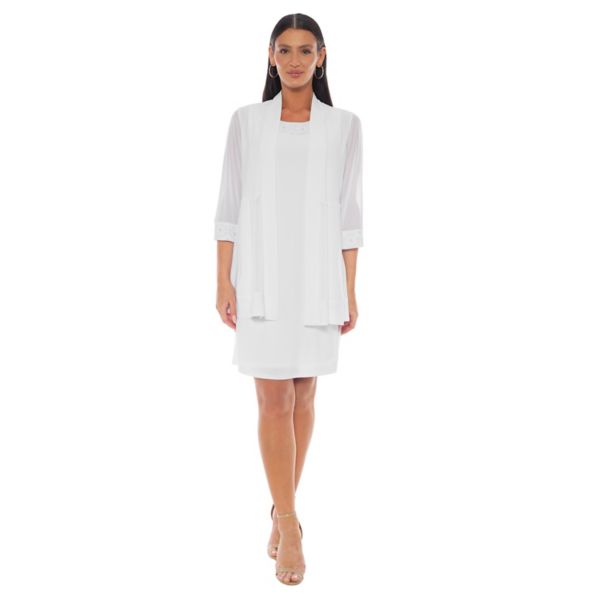 

Женский комплект из 2-х предметов: платье и куртка из сетчатой ткани Marina, белый