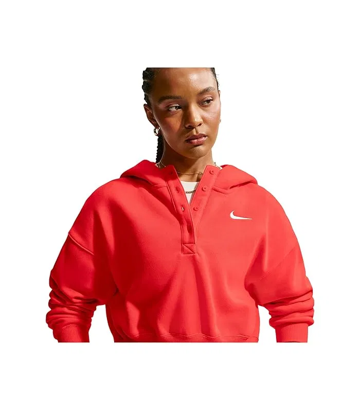 Худи Nike Sportswear Phoenix Fleece Oversized Crop Henley, Light Crimson/Sail — фото 4