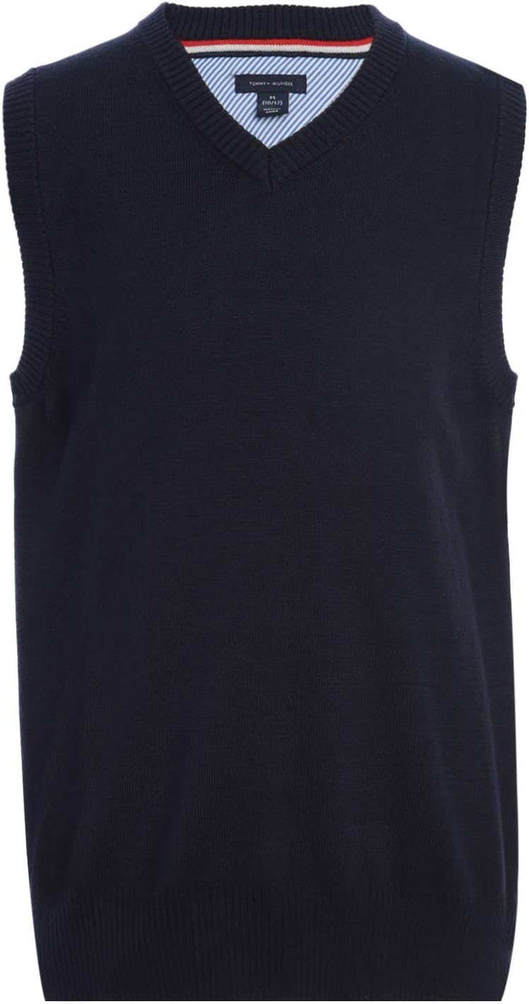 

Жилет-свитер Tommy Hilfiger Boys без рукавов с V-образным вырезом, детская школьная форма, Navy