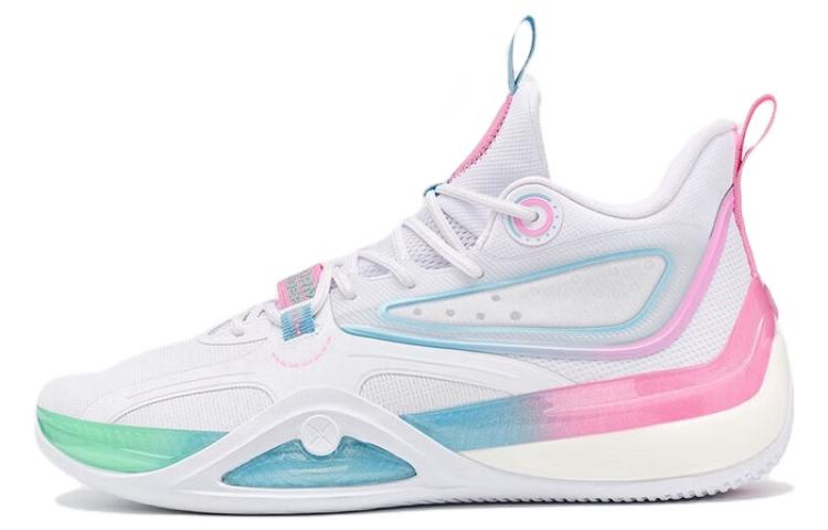 

XTEP Амортизирующие противоскользящие и износостойкие баскетбольные кроссовки мид-топ бело-сине-розовые