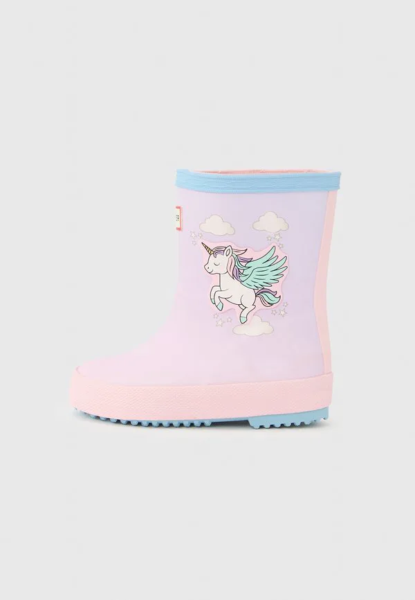 Детские сапоги унисекс с принтом единорога Hunter Original, Blue Frost/Parfait Pink