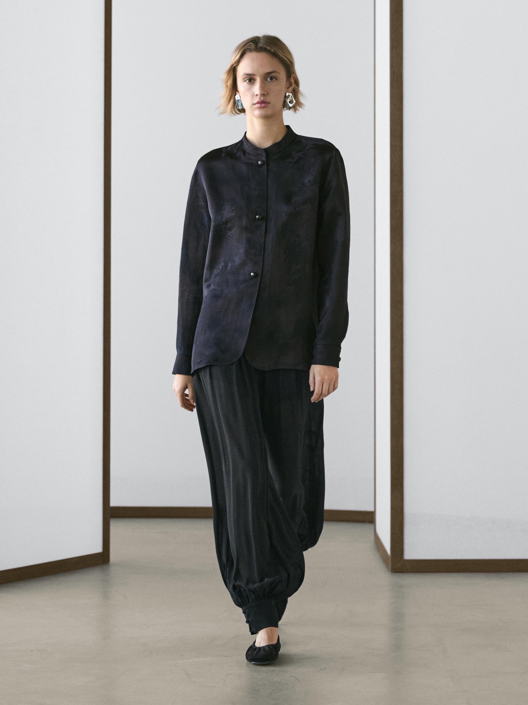 

Летящая жаккардовая рубашка Massimo Dutti, navy blue