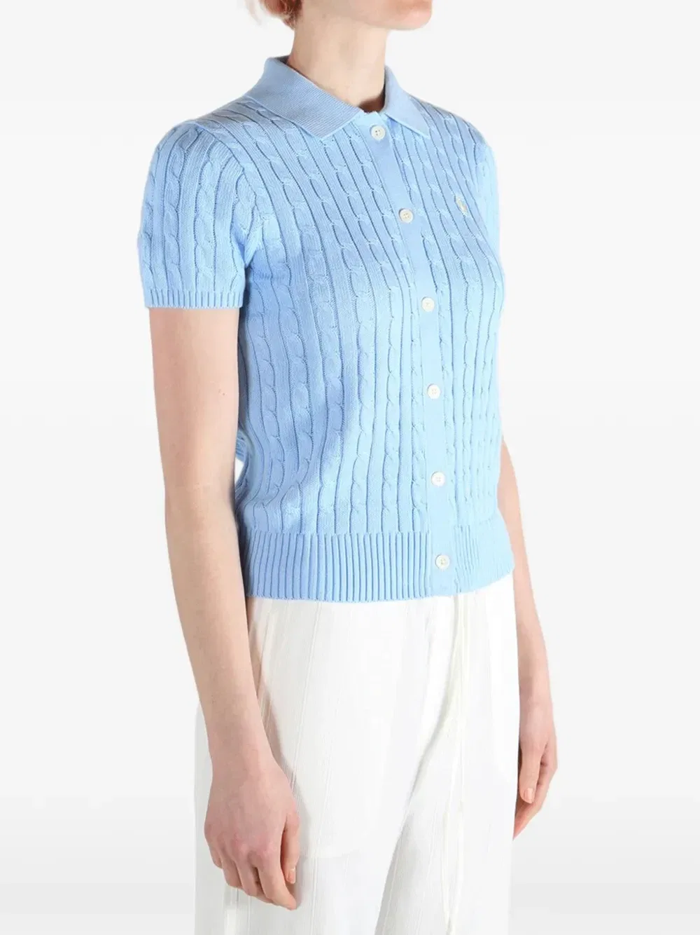 Кардиган с короткими рукавами и косичкой POLO RALPH LAUREN, синий — фото 3