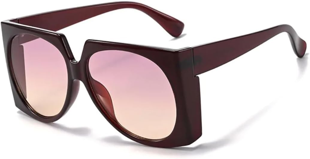 

Крупные солнцезащитные очки для мужчин и женщин в стиле панк, защита от УФ-излучения UV400, винтажный градиент, модные тренды, очки для зрения VRTRFFTR, Brown-purplebrown