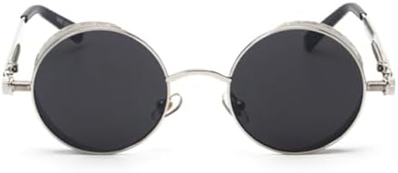 

Ретро круглые солнцезащитные очки для женщин в стиле стимпанк с металлической оправой, винтажные круглые солнцезащитные очки для мужчин и женщин, зеркальные, UV400 MTZJH, 10