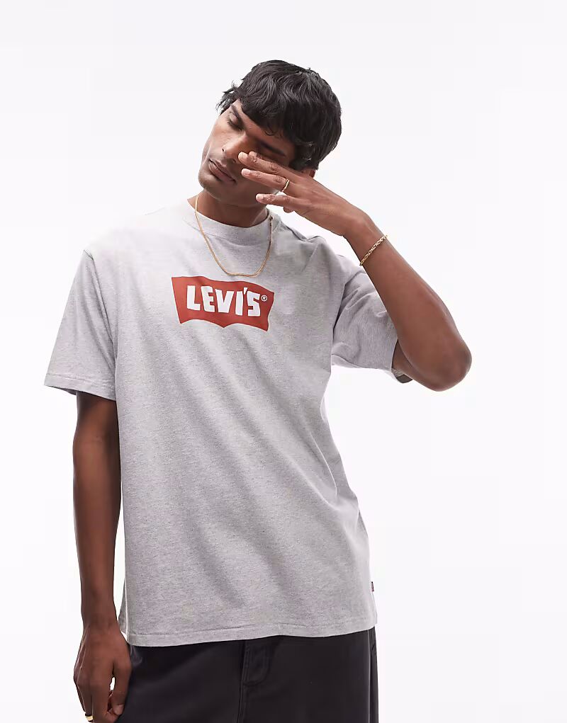 

Футболка свободного кроя Levi's Vintage с центральным логотипом в форме крыла летучей мыши светло-серого меланжевого цвета