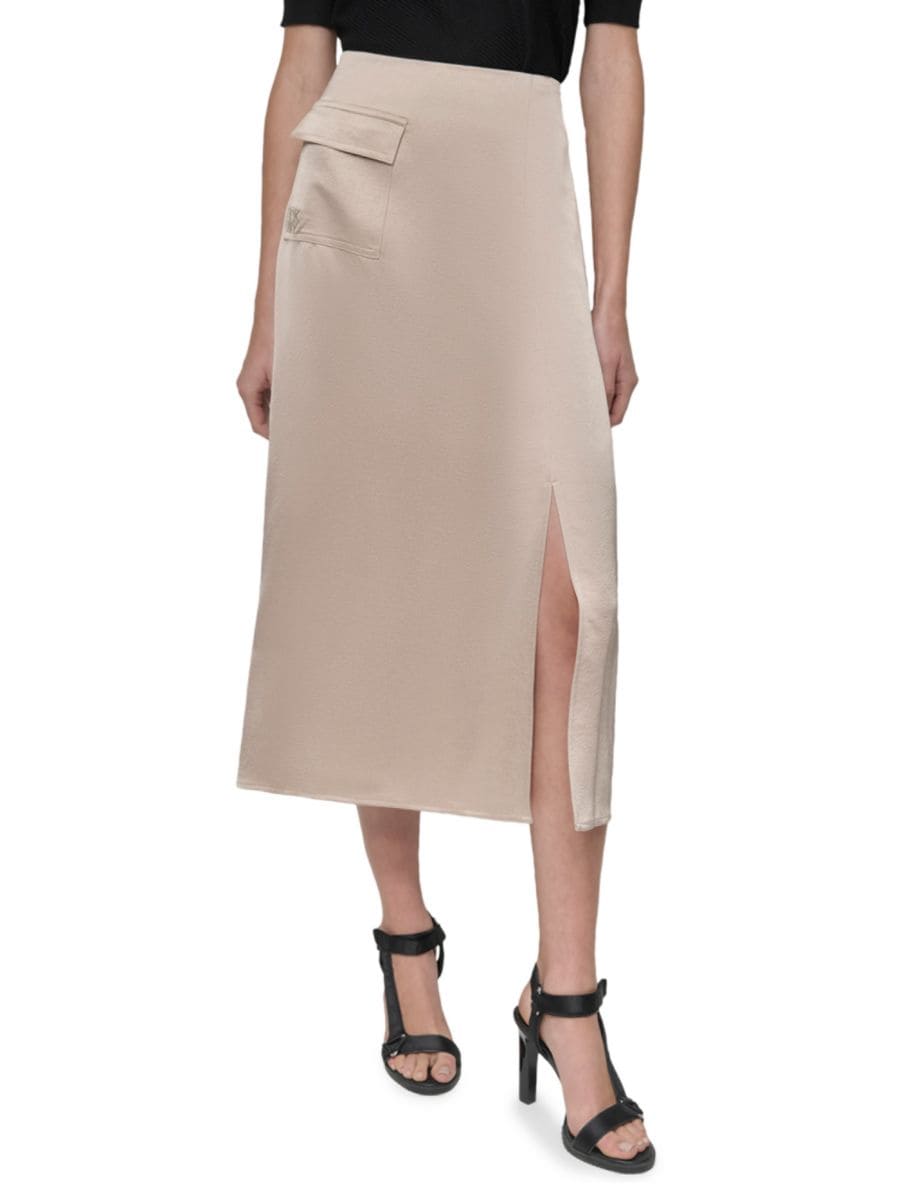 

Юбка-карго миди с боковыми разрезами DKNY, цвет Chino Khaki