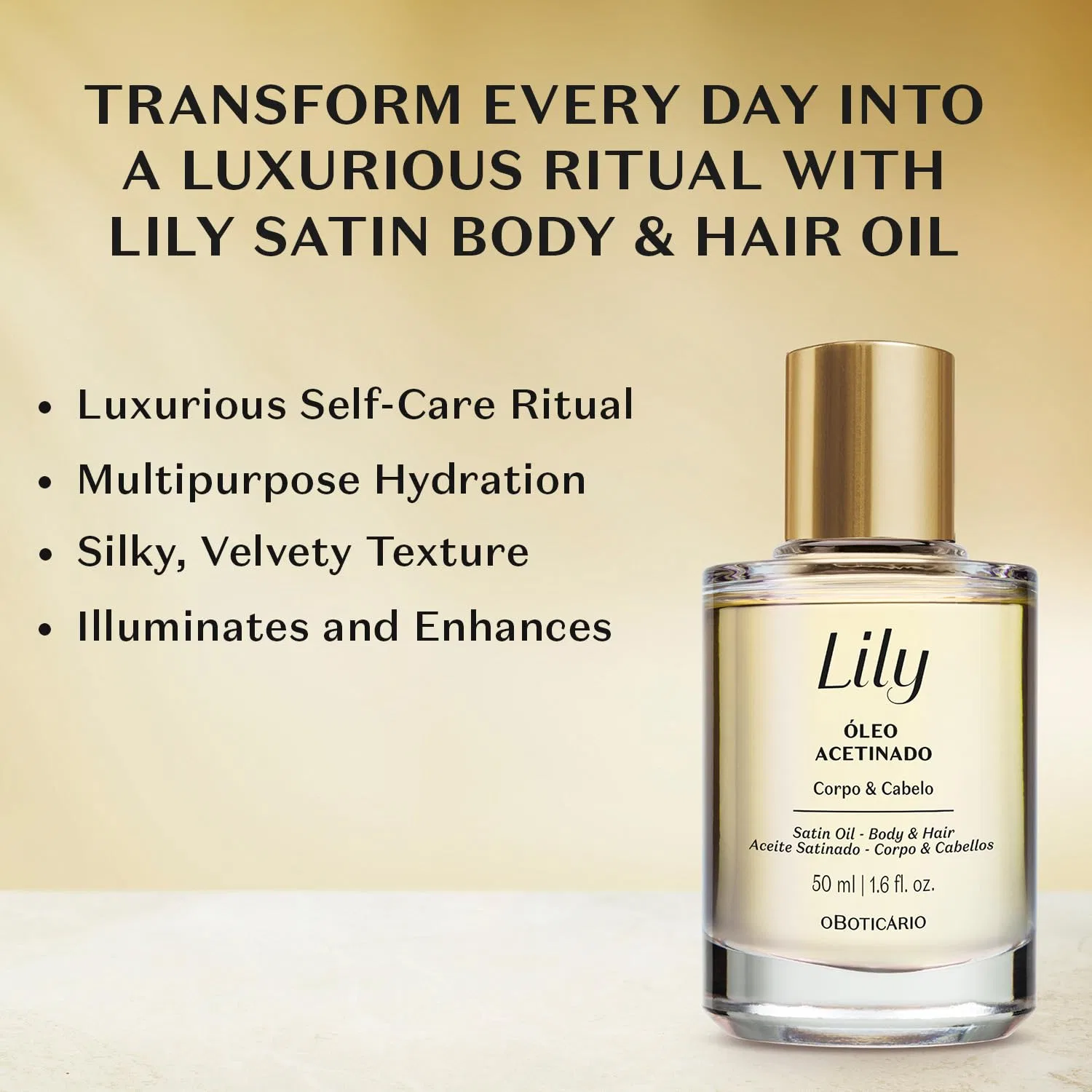 Масло для волос и тела Lily Satin Luxury Multi-Purpose Oil O Boticário — фото 2