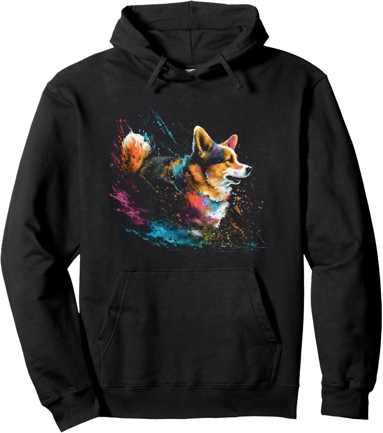 

Худи с изображением милой собаки породы корги в стиле Splash Art Cute Corgi Dog Gifts, черный
