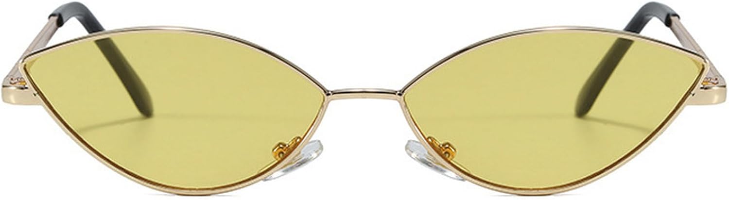 

Маленькие солнцезащитные очки «кошачий глаз» для женщин, роскошная уникальная металлическая оправа, черные солнцезащитные очки, модные очки с защитой от УФ-излучения UV400, винтажные женские очки mincl, Yellow