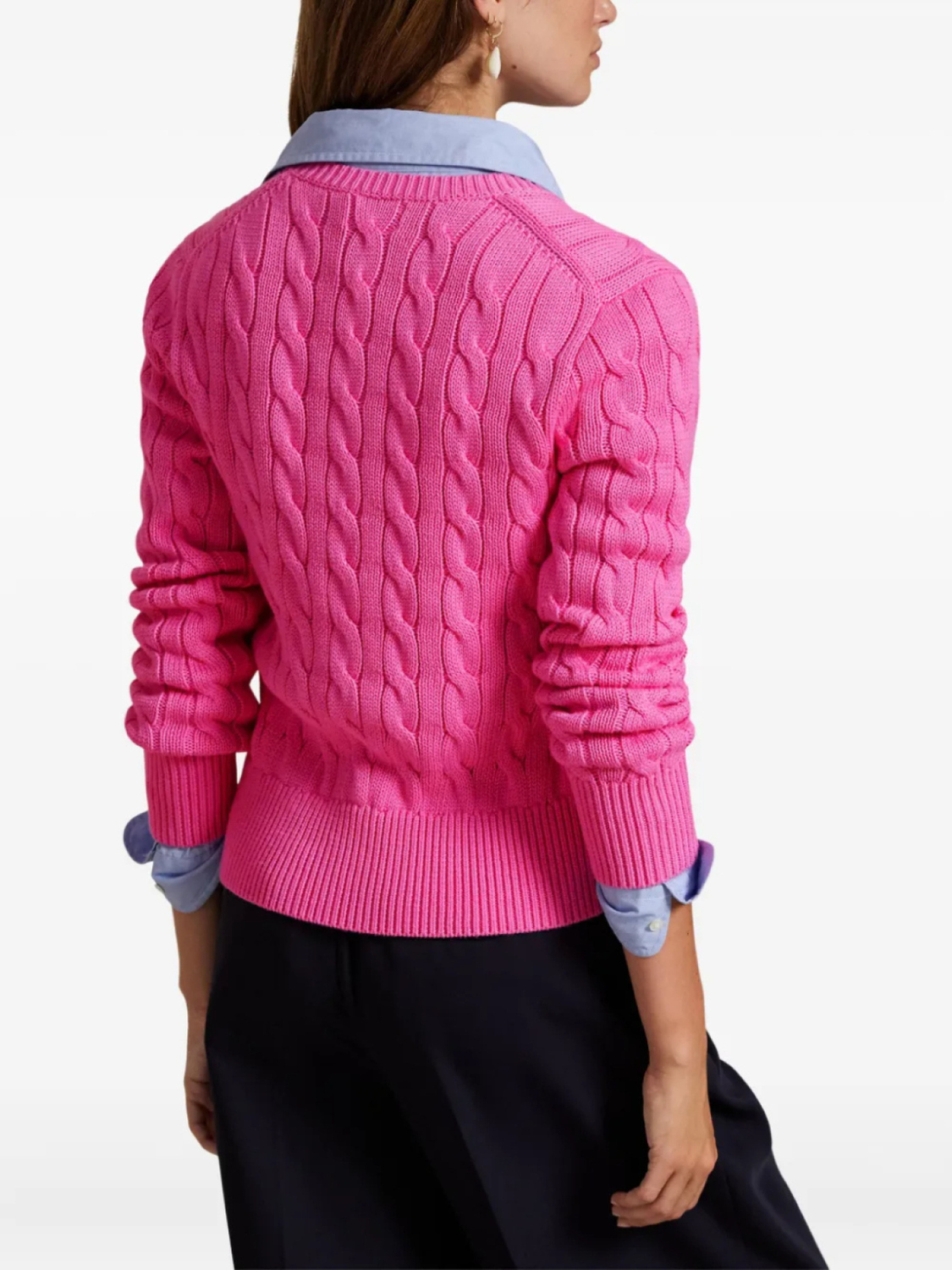 Кардиган из хлопка с косами Polo Ralph Lauren, розовый — фото 4