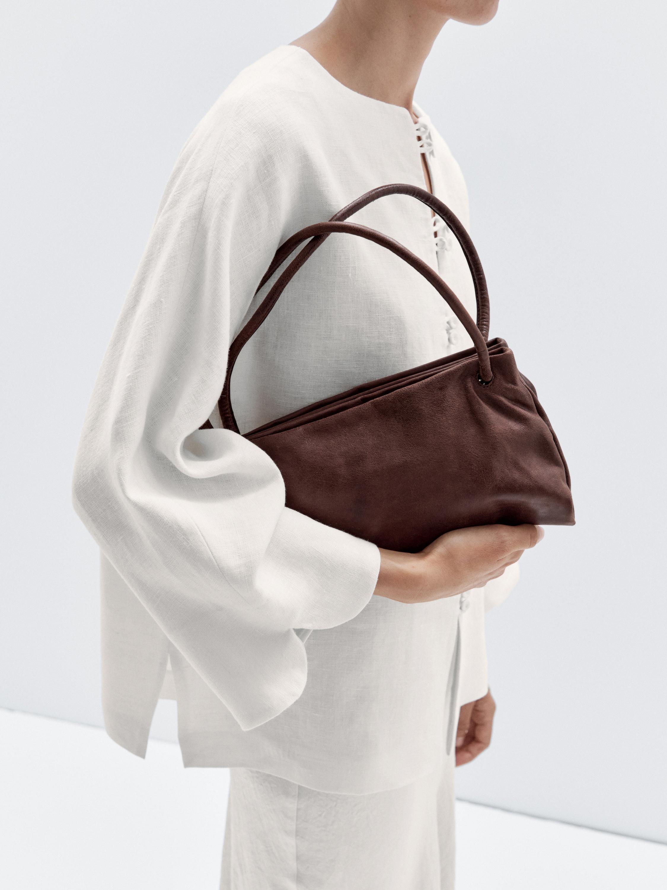 

Маленькая сумка из кожи наппа с отделениями Massimo Dutti, Leather