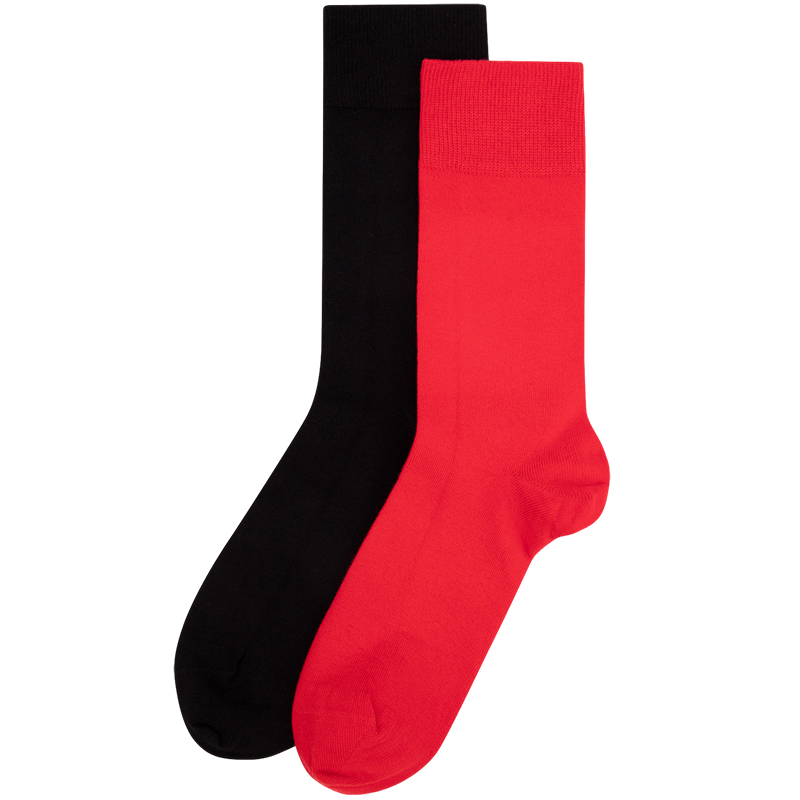 

CALVIN KLEIN Носки Mid Calf Мужские 2 пары, 968-Космический черный/Томатно-красный