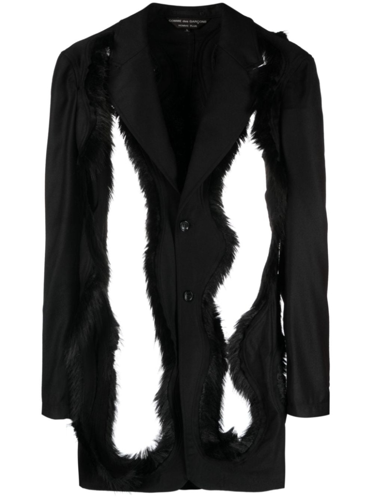 

Comme des Garçons Homme Plus faux fur-embellished single-breasted blazer, черный