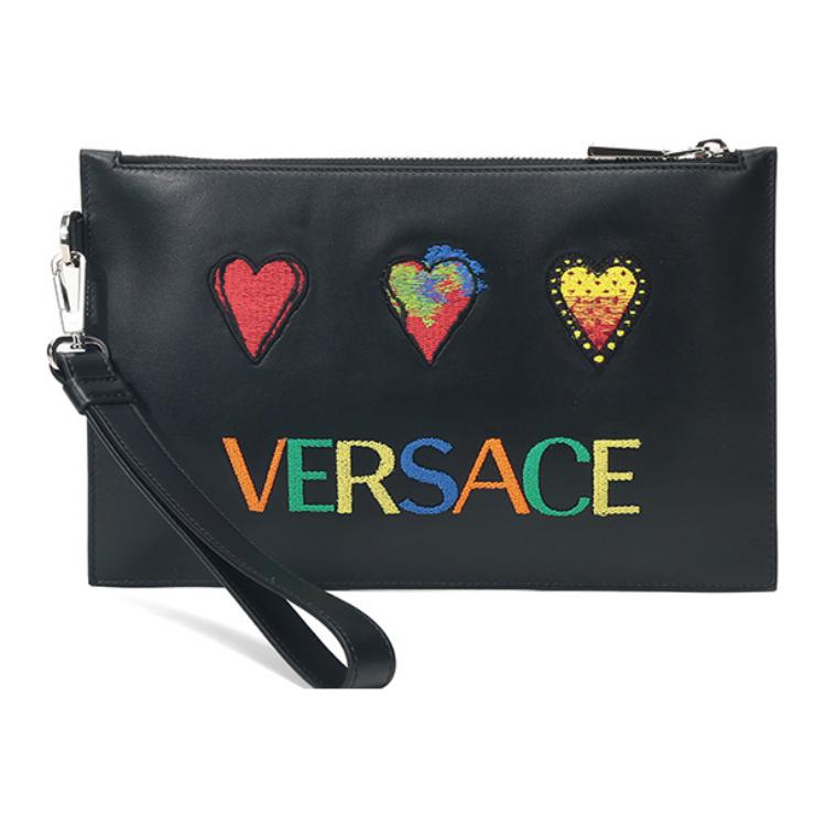 

Кожаный клатч унисекс черный VERSACE