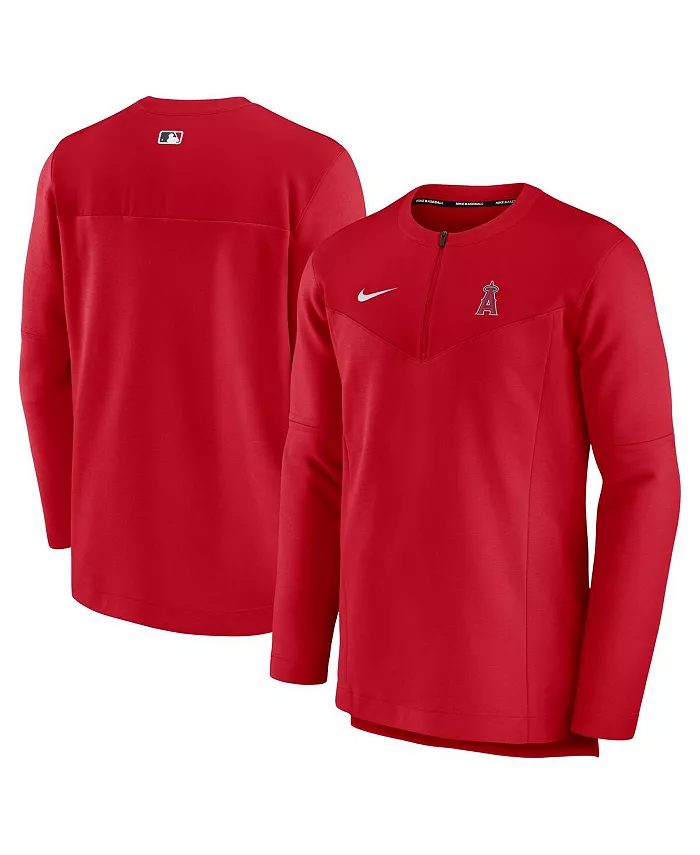 Мужская красная полузастегивающаяся толстовка Authentic Collection Game Time Performance Los Angeles Angels Nike — фото 2