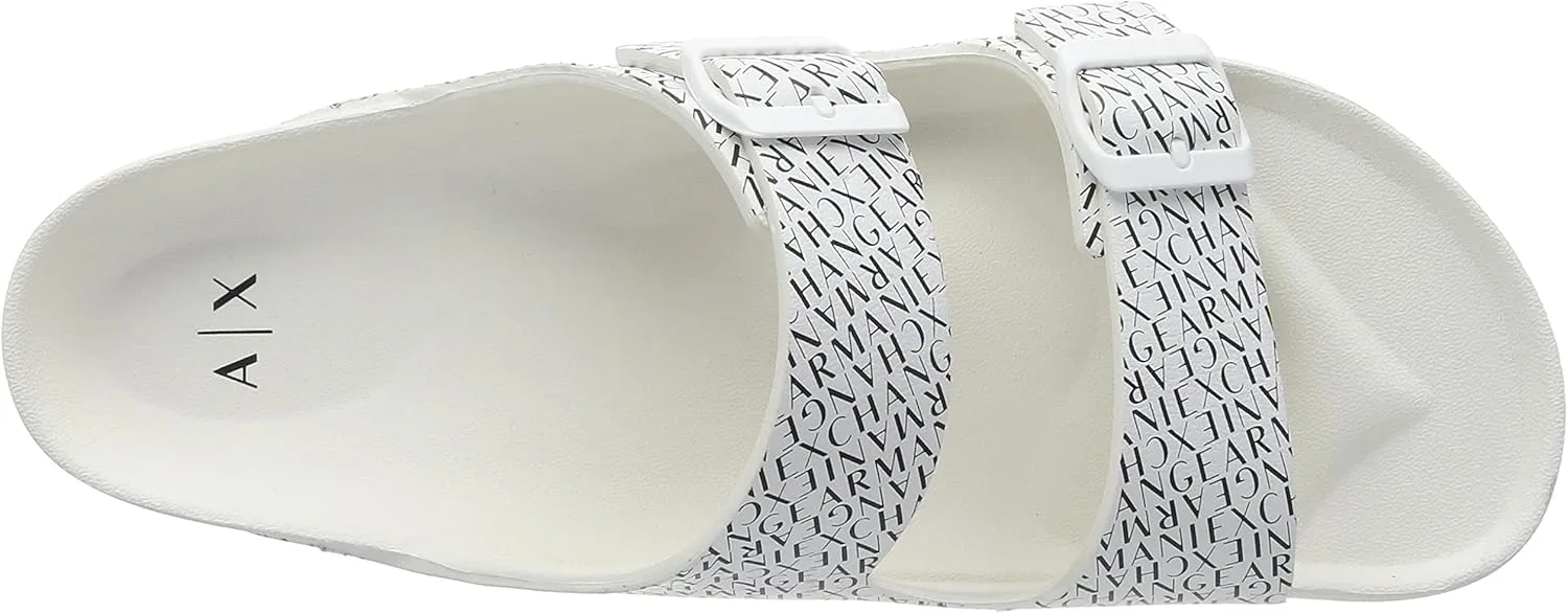Сандалии Armani Exchange Herren с логотипом по всей поверхности, Optic White Black — фото 3