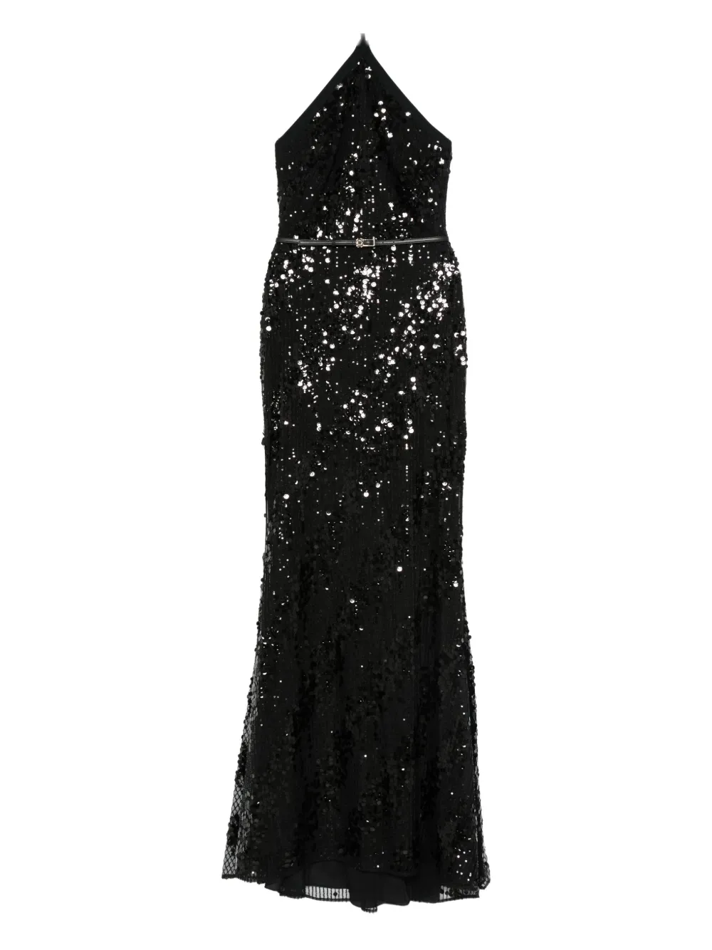 

Платье на шее-халтер с пайетками Elie Saab, черный