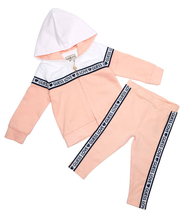 

Спортивный костюм детский Guess с лампасами, розовый/белый