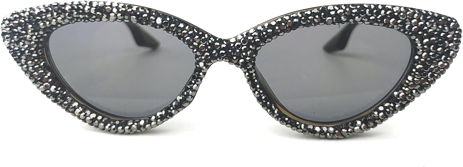 

Солнцезащитные очки Willochra с блестящими стразами, женские, «кошачий глаз», бриллиантовые, модные, квадратные, для вечеринок, с защитой от ультрафиолета UV400, Black