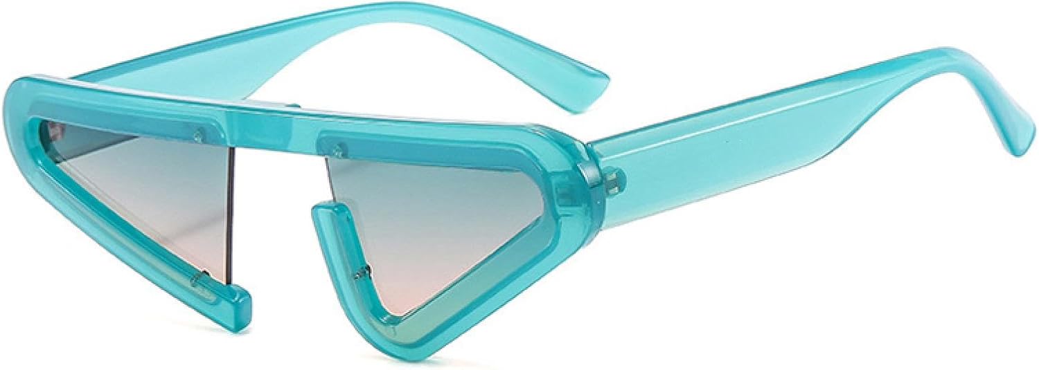 

Винтажные уникальные солнцезащитные очки «кошачий глаз» для женщин, модные полуободковые очки с градиентным переходом цвета, солнцезащитные очки UV400 для мужчин, треугольные солнцезащитные очки WNCKSQ, Blue Green Tea