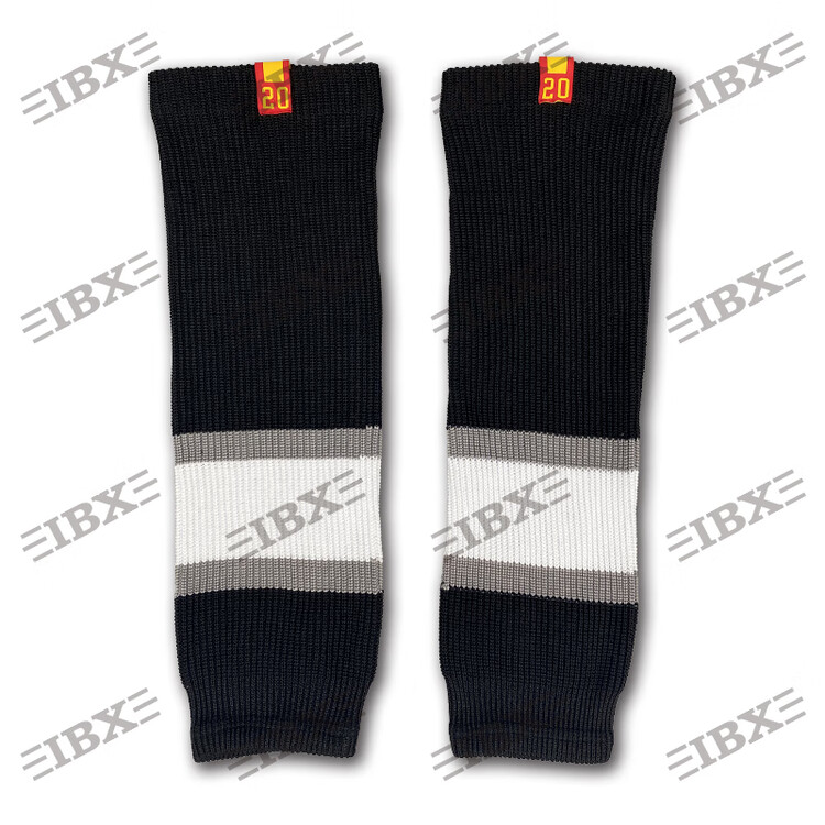 

He Jiagong Наколенники для хоккея с шайбой, детские, защита от трения, носки хоккейные, комплект черно-серый, 20 дюймов (105-140 см)