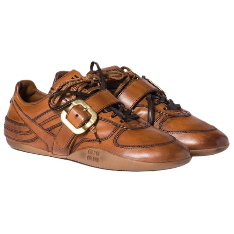 MIU MIU Кроссовки низкие женские Casual Shiny Caramel Brown — фото 4