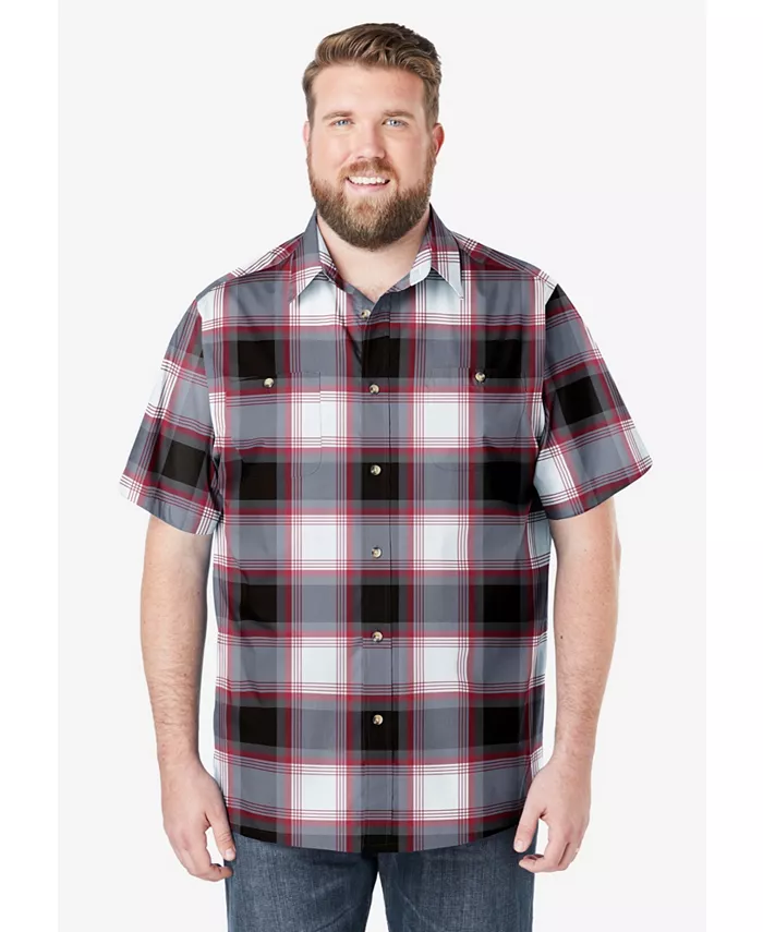 

Большая и высокая немнущаяся короткая рубашка с принтом Kingsize, черный