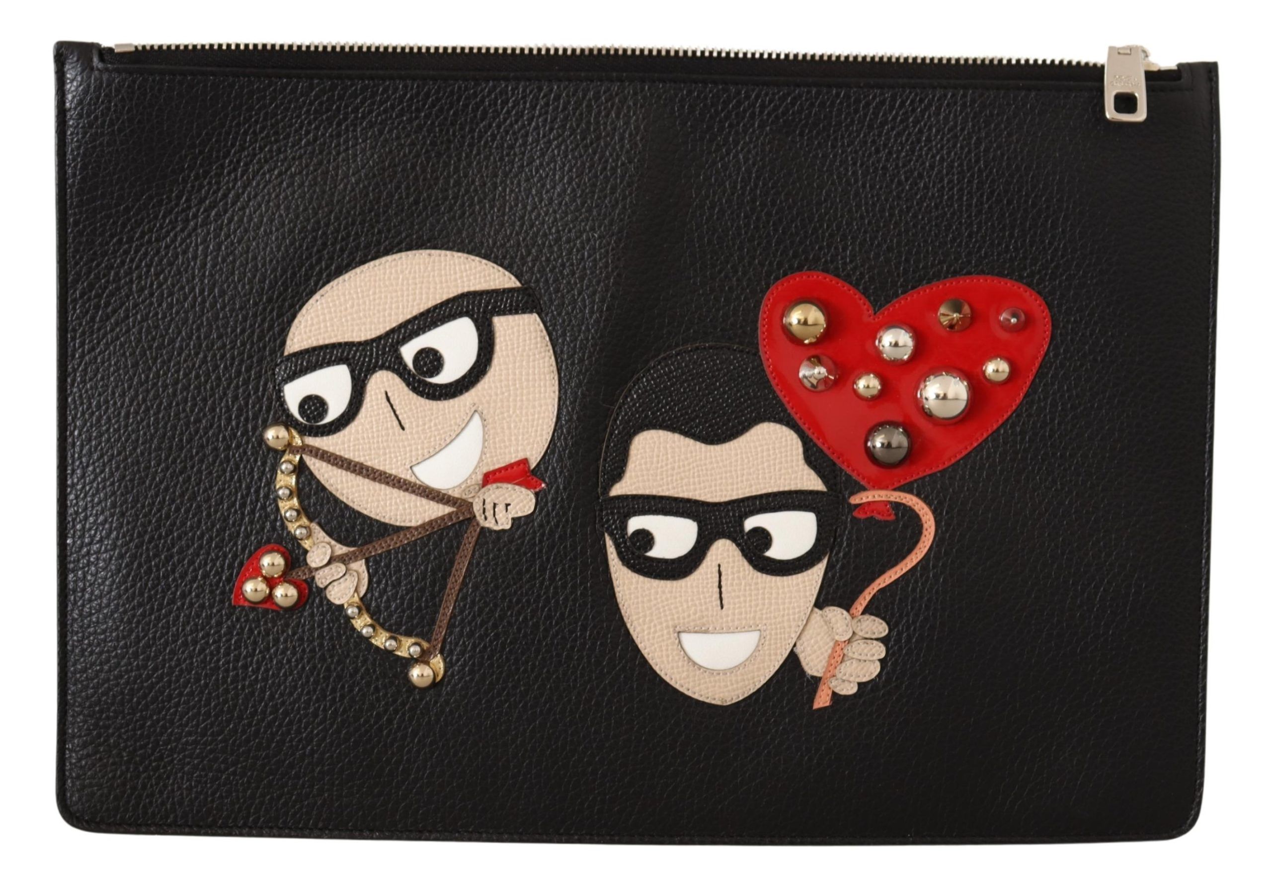 

Элегантный черный кожаный кошелек с серебристыми вставками Dolce & Gabbana