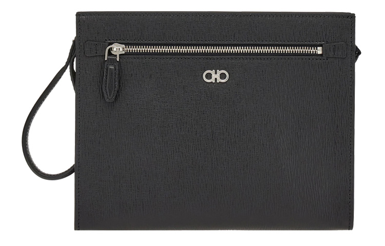 

Ferragamo Кожаный клатч GANCINI мужской черный