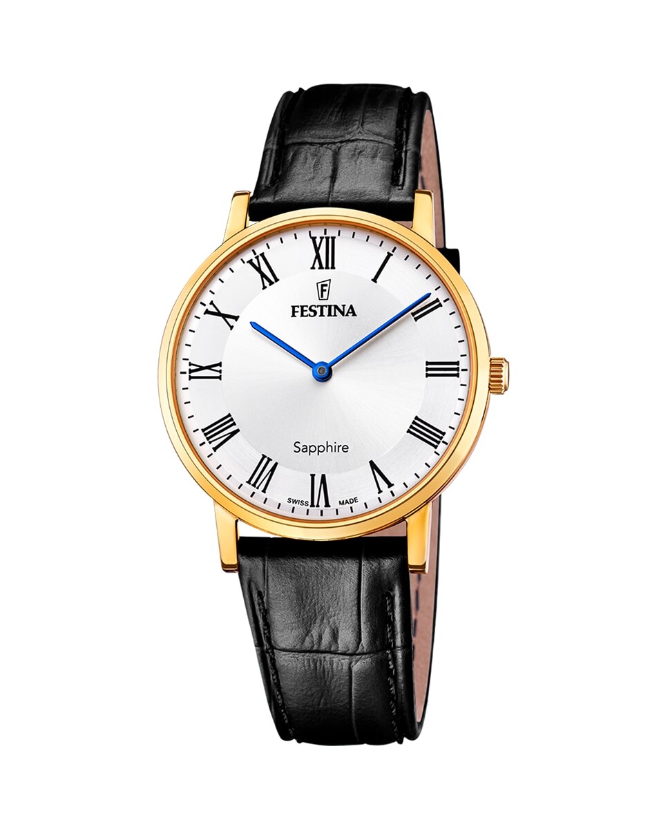 

F20016/4 Черные кожаные мужские часы Swiss Made Festina, черный