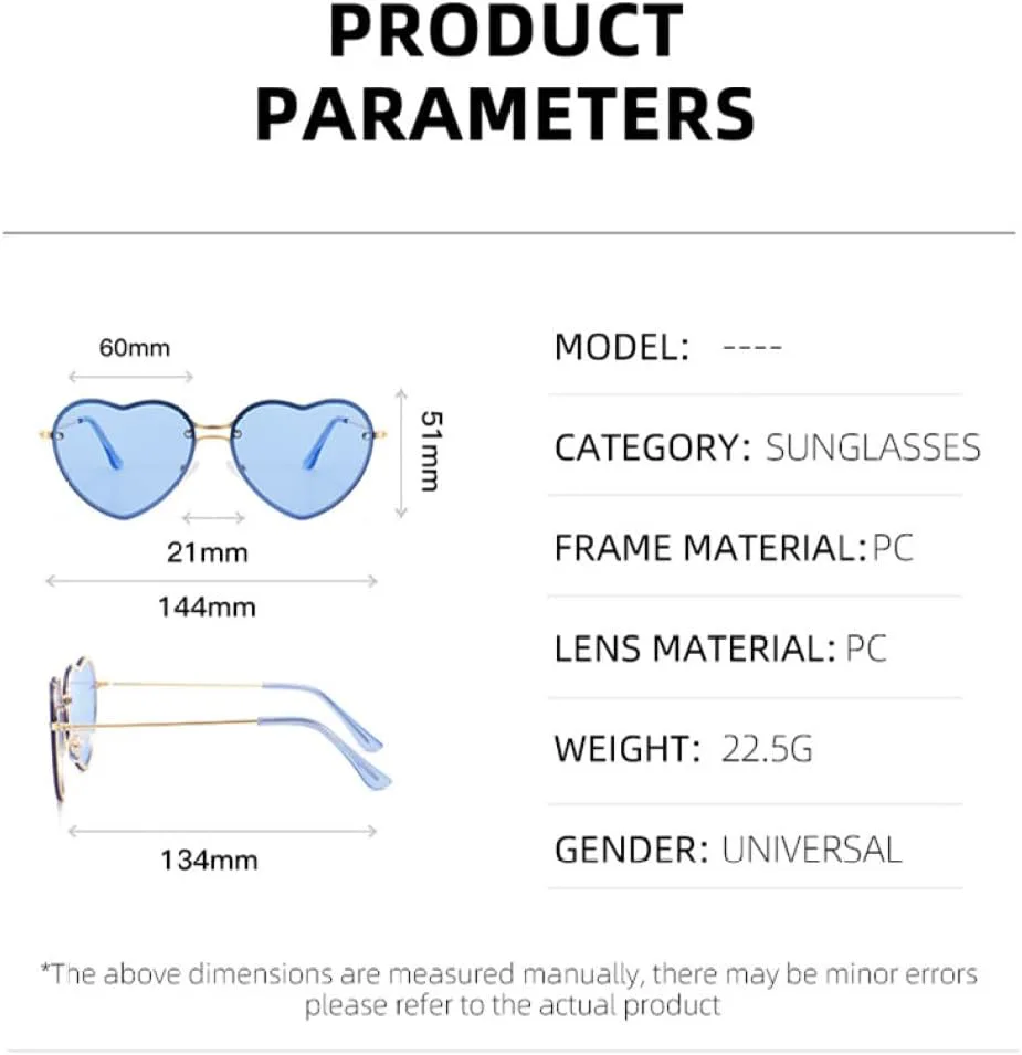 

Модные солнцезащитные очки с линзами в форме сердца для женщин, конфетные прозрачные линзы цвета океана, без оправы, защита от ультрафиолета UV400 MTZJH, Green