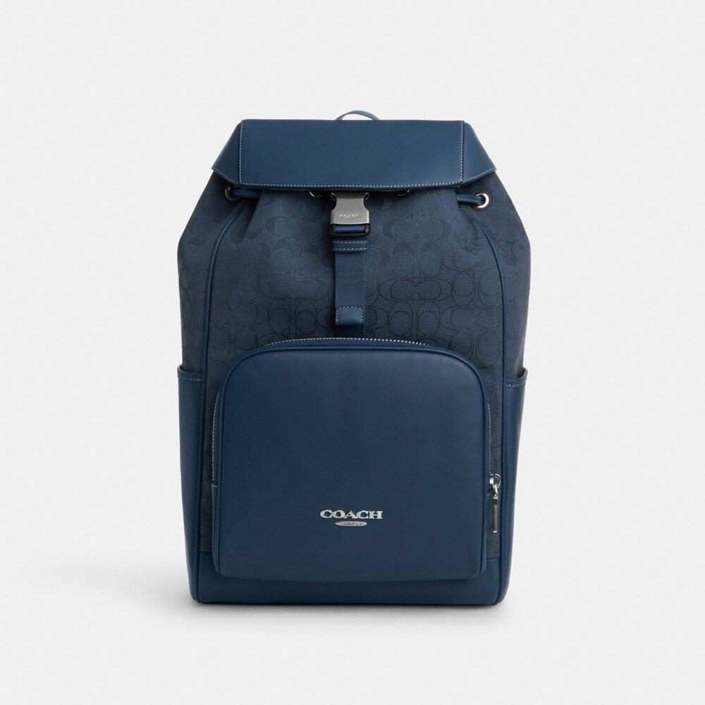 

Рюкзак гонщик COACH, цвет silver/denim/dark denim