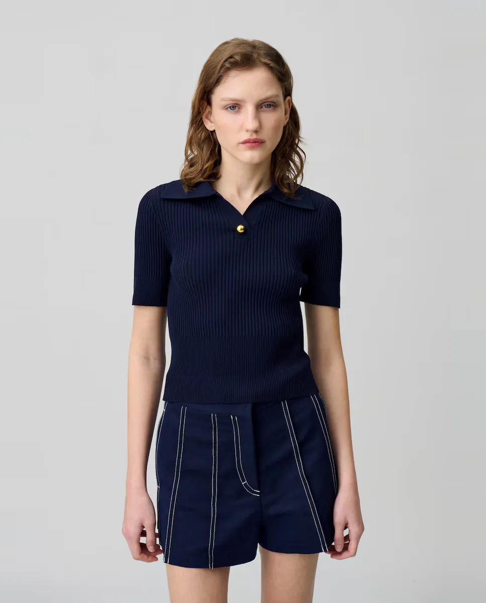 

Женский топ из тонкого трикотажа Claudie Pierlot, темно-синий