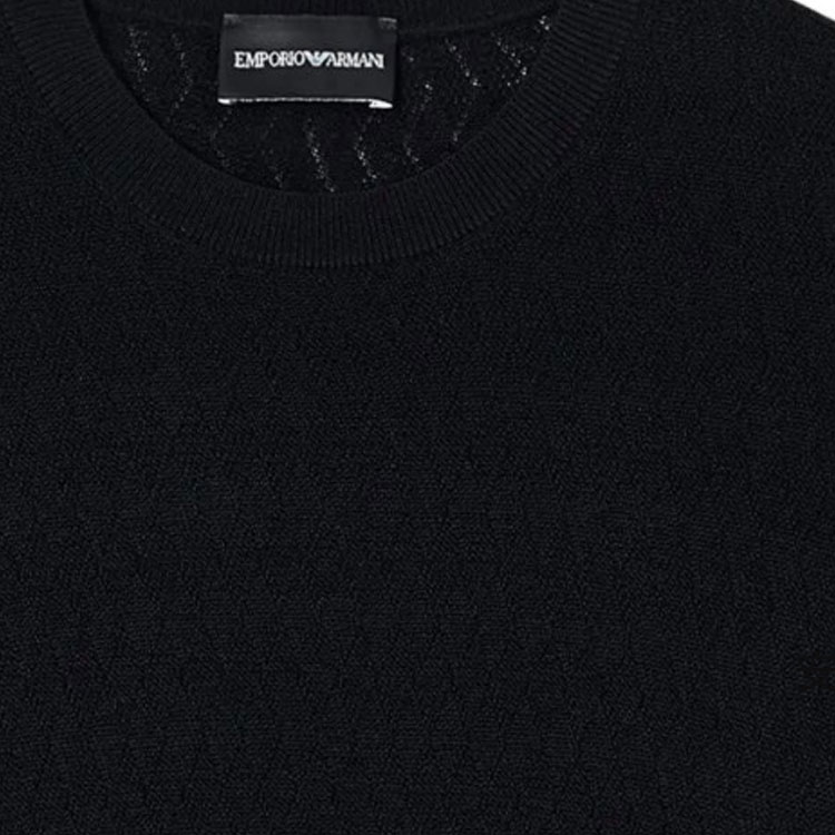 Фактурный свитер с круглым вырезом EMPORIO ARMANI, черный — фото 4