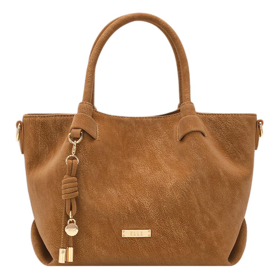 

ELLE Сумка через плечо среднего размера из ткани и искусственной кожи для женщин Ebony Brown/Warm Camel Brown