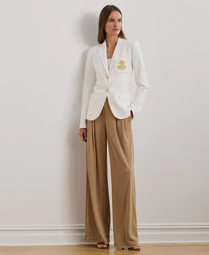 

Женские плиссированные брюки свободного кроя из стрейч-джерси, Regular & Petite Lauren Ralph Lauren, коричневый/бежевый