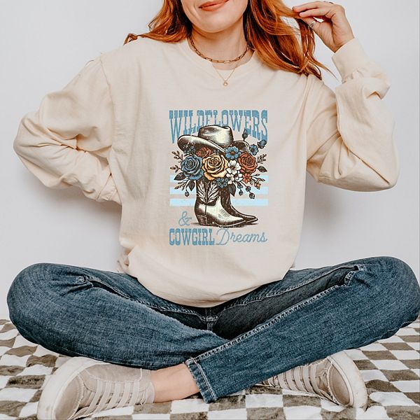 

Футболка с длинным рукавом Wildflowers cowgirl dreams garment dyed Simply Sage Market, Ivory, Зеленый, Футболка с длинным рукавом Wildflowers cowgirl dreams garment dyed Simply Sage Market, Ivory