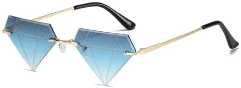 

Модные солнцезащитные очки без оправы в форме бриллианта для женщин, очки «кошачий глаз», забавные очки для вечеринок и отдыха на природе MTZJH, Gray Blue