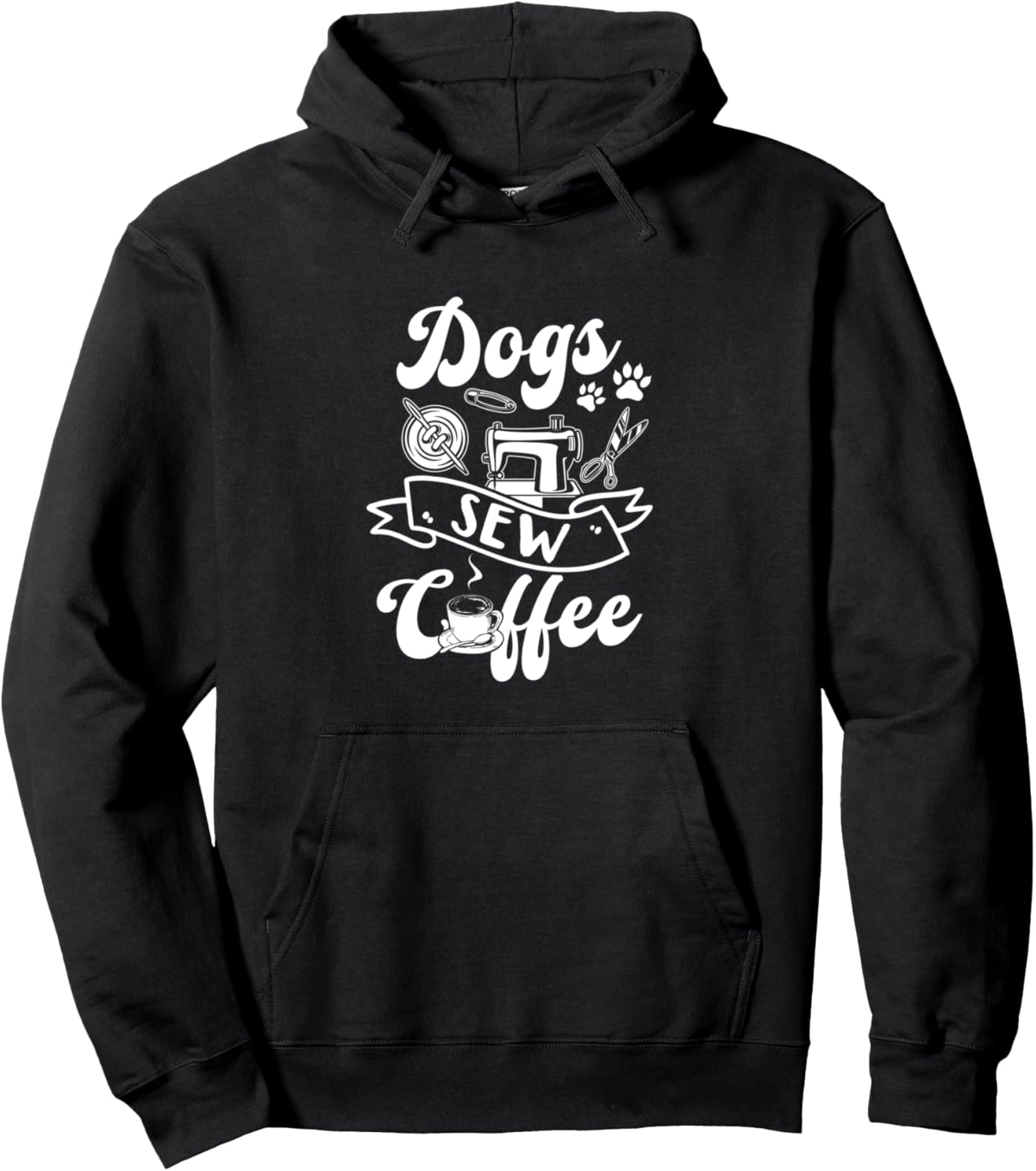

Худи Dog Sews Coffee от Dog Owner's Seamstress Dog Lover Sewing Lover Seamstress, черный