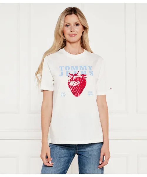 

Футболка с клубникой Relaxed fit Tommy Jeans, бежевый